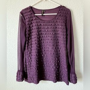 Women’s sheer Purple Textured Women's Top with rhinestones whimsy goth L